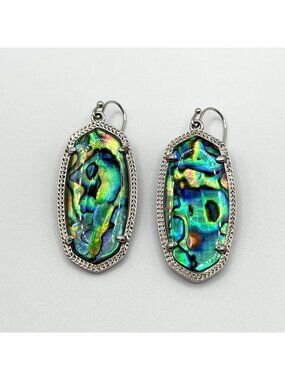 Kendra Scott Abalone Shell Danielle Drop Earrings With Silver-Plated Frame